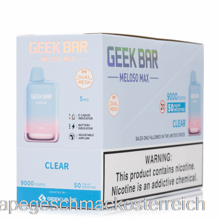 [5er-Pack] Geek Bar Meloso Max 9000 Einweg-Vape-Geschmack